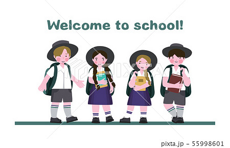 Schoolchildren, boys and girls with backpacks Schoolchildren, boys and girls with backpacks 55998601