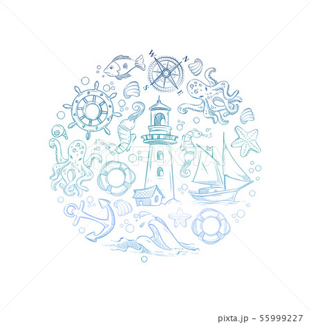 Sea underwater life, colorful marine banner concept Sea underwater life, colorful marine banner concept 55999227
