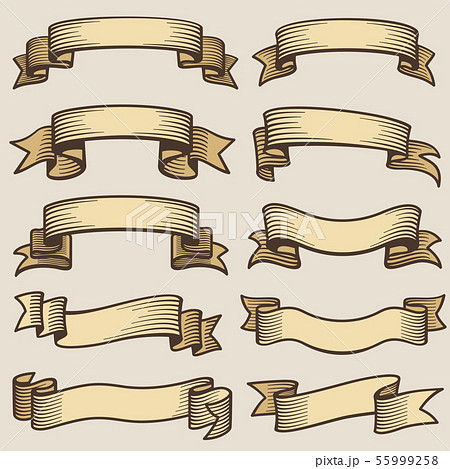 Vintage design banner ribbons. Blank old vector labels 55999258
