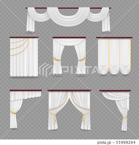 White curtains drapery for wedding room and windows isolated on transparent background 55999264