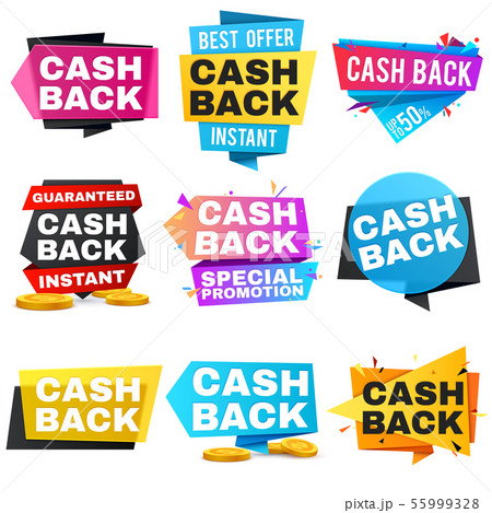 Money cash back vector labels and stickers set 55999328