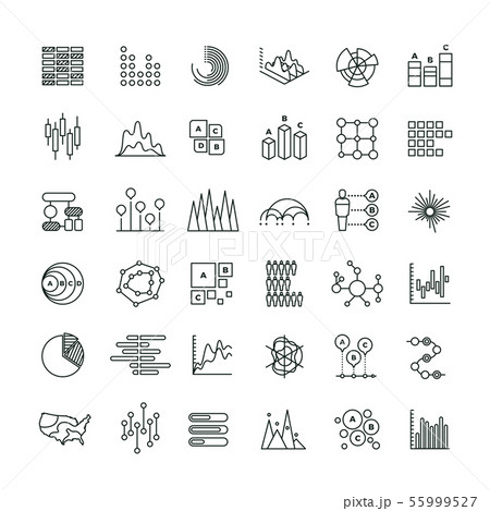 Statistics business graphs and charts outline vector icons. Financial diagrams line pictograms Statistics business graphs and charts outline vector icons. Financial diagrams line pictograms 55999527
