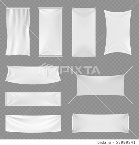 White blank textile advertising banners with folds isolated on transparent background 55999541