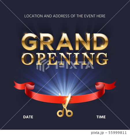 Grand opening ceremonial vector background with gold lettering 55999811