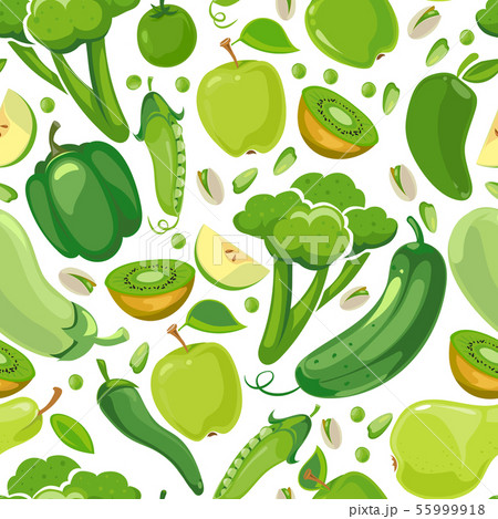 Seamless texture with green vegetabels and fruits 55999918