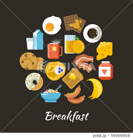 Breakfast vector concept. Fresh and healthy food flat iconce in circle design 56000008