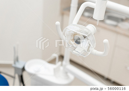 Close-up dentist lamp. Dental work in clinic. Operation, tooth replacement. Medicine, health 56000116