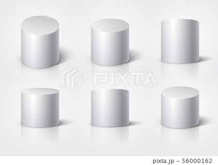 White realistic cylinder, empty stand round podium isolated. 3d geometric shapes vector set 56000162