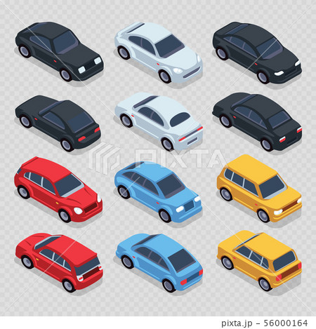 Isometric 3d cars set isolated on transparent background Isometric 3d cars set isolated on transparent background 56000164