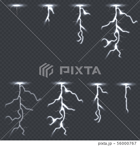 Lighting thunderbolt set isolated on transparent background 56000767