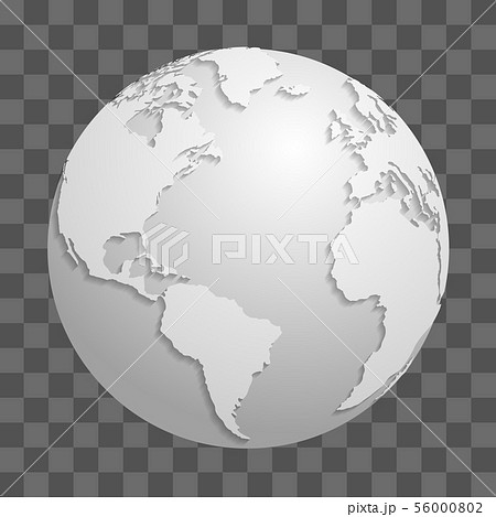 Origami white paper world globe isolated on transparent background 56000802