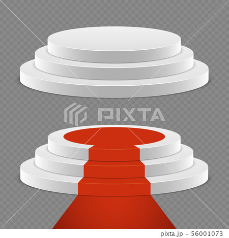 Realistic pedestal set - 3d pedestal with red carpet 56001073