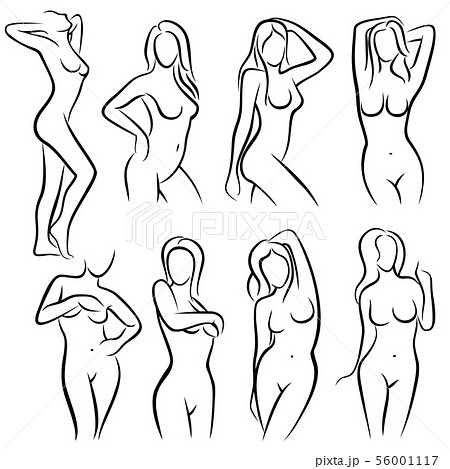 Young female body outline silhouettes vector beauty logos Young female body outline silhouettes vector beauty logos 56001117