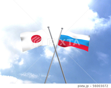 CG　3D　イラスト　立体　デザイン　世界　国旗　日本　日の丸　ロシア 56003072