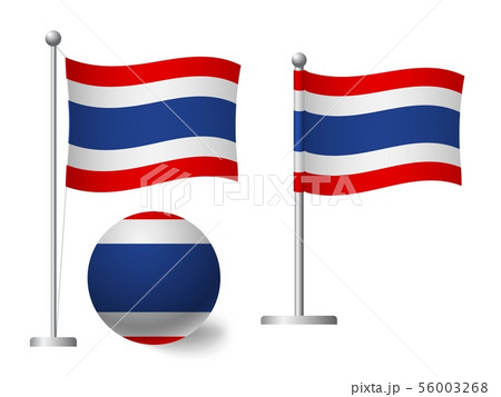 Thailand flag on pole and ball icon Thailand flag on pole and ball icon 56003268