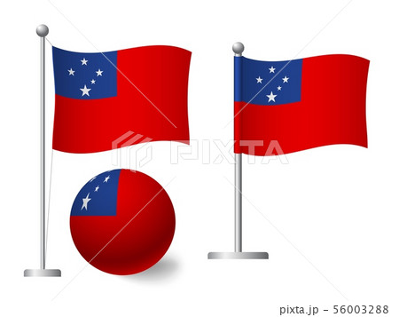 Samoa flag on pole and ball icon Samoa flag on pole and ball icon 56003288