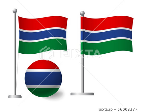 Gambia flag on pole and ball icon 56003377