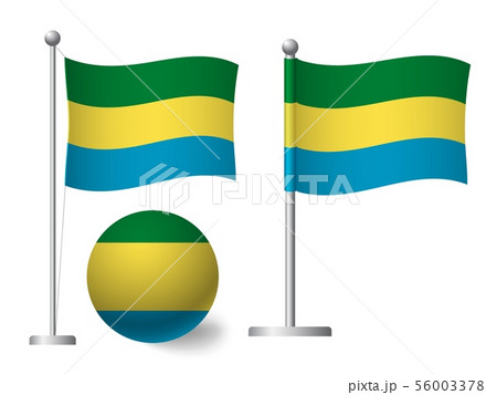 Gabon flag on pole and ball icon 56003378