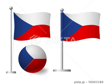 Czech Republic flag on pole and ball icon