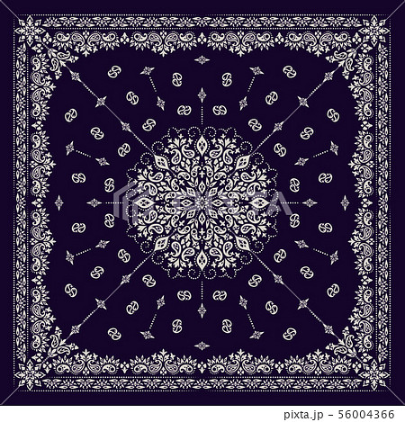 Vector ornament Bandana Print. Traditional ornamental ethnic pattern with paisley and flowers. Silk 56004366