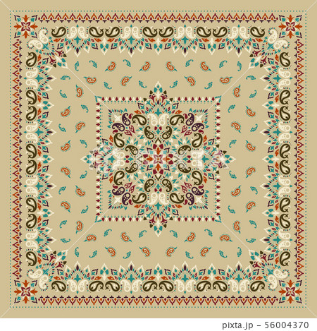 Vector ornament Bandana Print. Traditional ornamental ethnic pattern with paisley and flowers. Silk Vector ornament Bandana Print. Traditional ornamental ethnic pattern with paisley and flowers. Silk 56004370