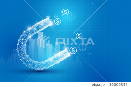 Magnet attracting money. Investment attraction 56006335