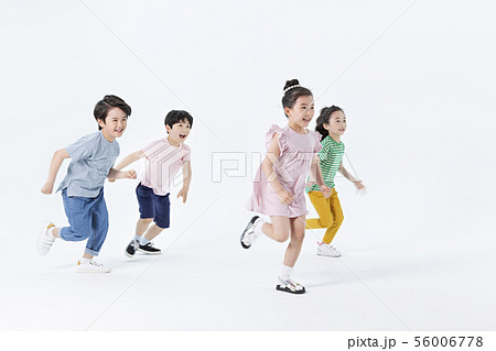 Smiling Children Concept, happy child enjoy summer time on white background 218 56006778