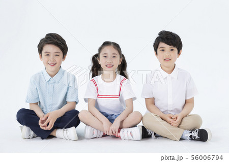 Smiling Children Concept, happy child enjoy summer time on white background 220 56006794
