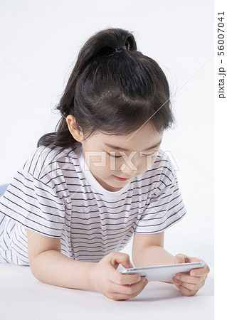 Smiling Children Concept, happy child enjoy summer time on white background 001 56007041