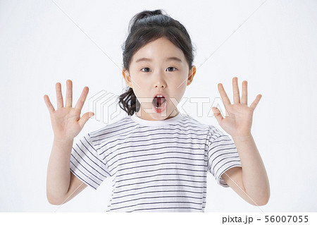 Smiling Children Concept, happy child enjoy summer time on white background 001 56007055