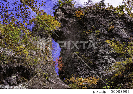 （群馬県）妙義山・登山道　第二石門　紅葉 56008992