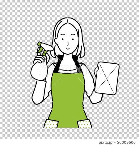 掃除道具を持つ女性のイラスト 掃除道具を持つ女性のイラスト 56009606