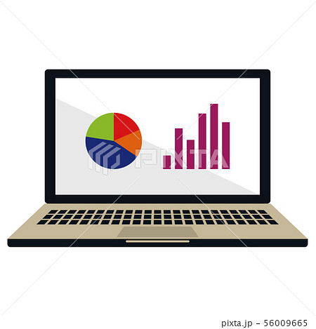 ノートパソコンとグラフのイラスト素材