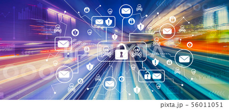 Email virus and scam theme with high speed motion blur Email virus and scam theme with high speed motion blur 56011051