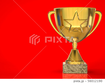 gold star trophy on red background 56012190