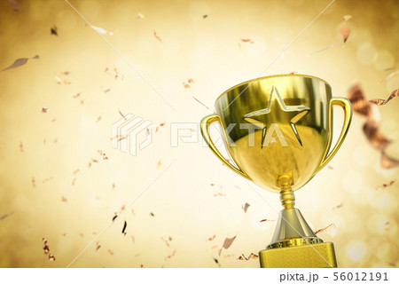 gold star trophy on gold glitter background gold star trophy on gold glitter background 56012191