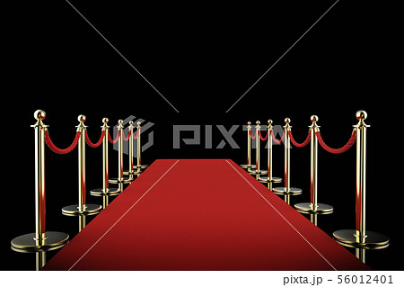 Red Carpet With Rope Barrier On Black Backgroundのイラスト素材