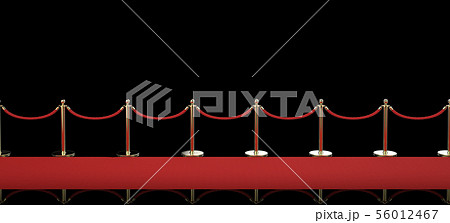 red carpet with rope barrier on black background 56012467
