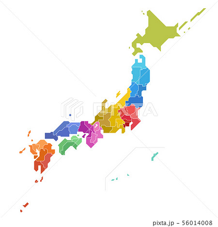 日本地図 地方別 県別 北方領土のイラスト素材