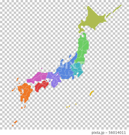 Map of Japan by region, prefecture, Northern Territories (eps has layers for each prefecture) 56014011
