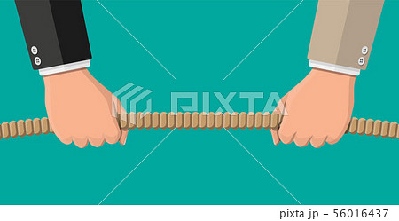 Tug of war. Two businessmen pulling rope 56016437