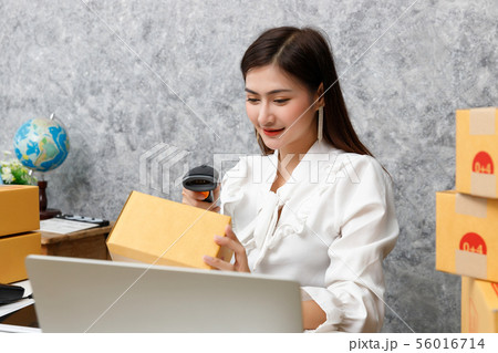 Young teenage prepare to send goods to customer Young teenage prepare to send goods to customer 56016714