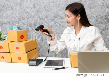Young teenage prepare to send goods to customer Young teenage prepare to send goods to customer 56016718