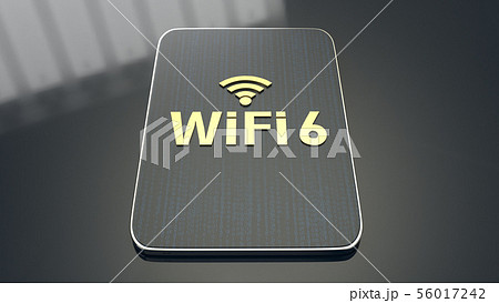 3D rendering  building on tablet wifi 6 concept 56017242
