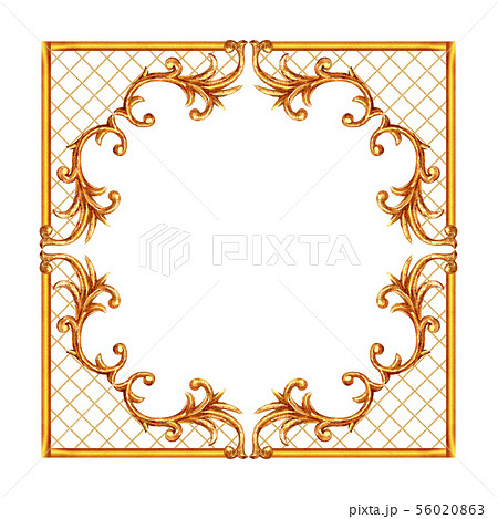 Baroque style elements. Watercolor hand drawn 56020863