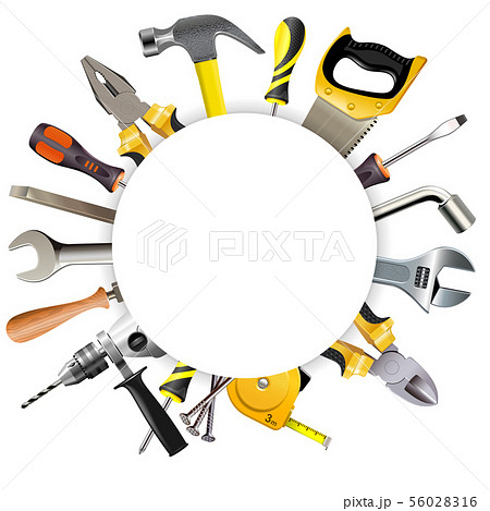 Vector Round Frame with Tools 56028316