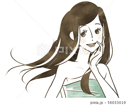 髪がなびく女性 微笑みのイラスト素材
