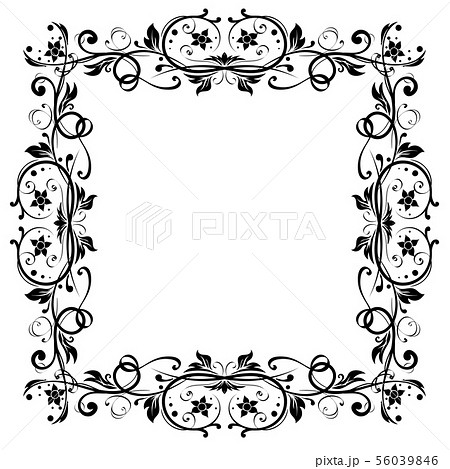 Floral filigree frame. Decorative square design element 56039846