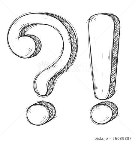 Question and Exlamation marks. Hand drawn doodle style 56039887