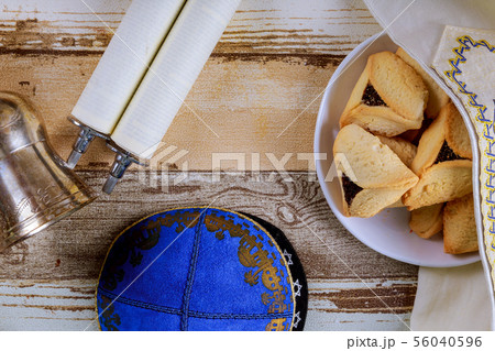 Jewish holiday Purim with carnival mask and Jewish holiday Purim with carnival mask and 56040596